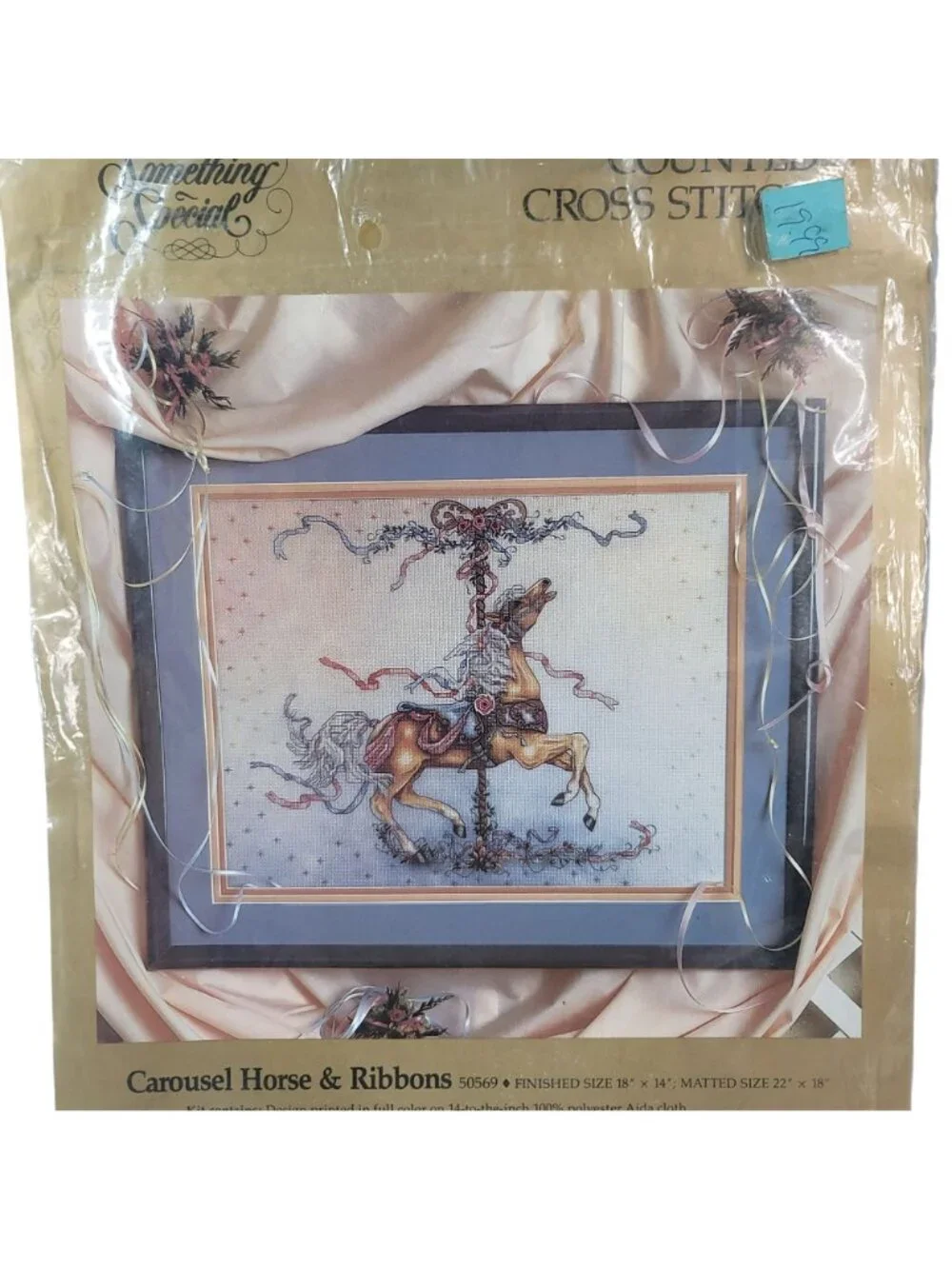 Candamar Carousel Cross Stitch Kit Horse Ribbon Something Special #50569 VTG NEW